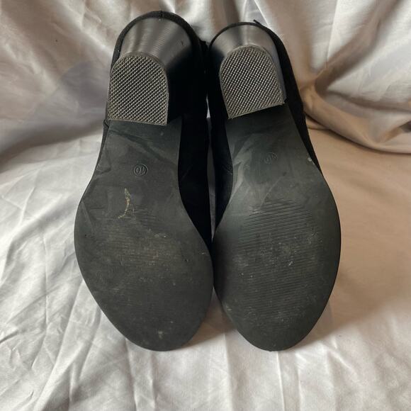 Just Fab Black Suede Fringe Ankle Boots SZ 10 Heeled Booties Cowgirl Western - Picture 9 of 9